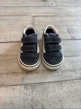 Vans Kids Navy and White Velcro Skate Sneakers